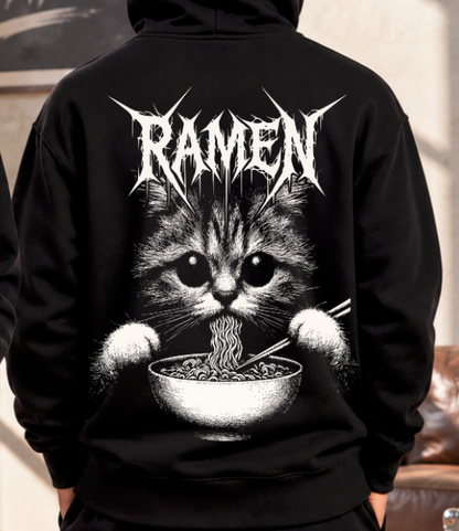 Sudadera BLACK OUT – Ramen Cat · Felpa Nacional Peinada 290 g