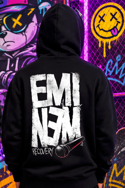 Sudadera BLACK OUT – Eminem Recovery · Felpa Nacional Peinada 290 g