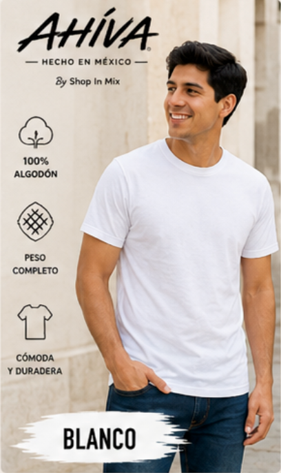 Playera Caballero AHÍVA Peso Completo · 100% Algodón