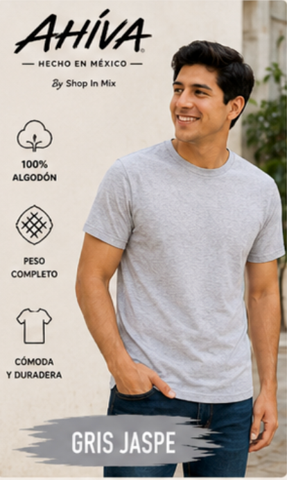 Playera Caballero AHÍVA Peso Completo · 100% Algodón