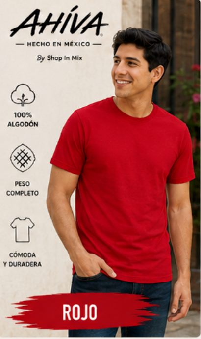 Playera Caballero AHÍVA Peso Completo · 100% Algodón