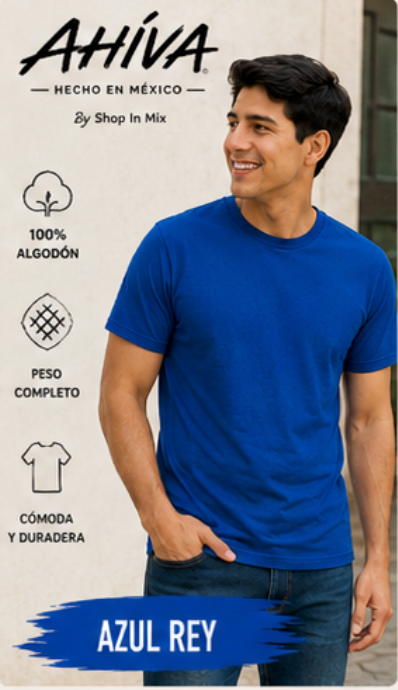 Playera Caballero AHÍVA Peso Completo · 100% Algodón