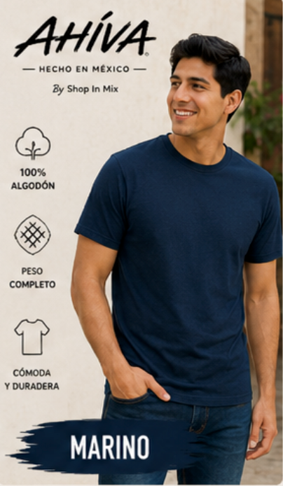 Playera Caballero AHÍVA Peso Completo · 100% Algodón