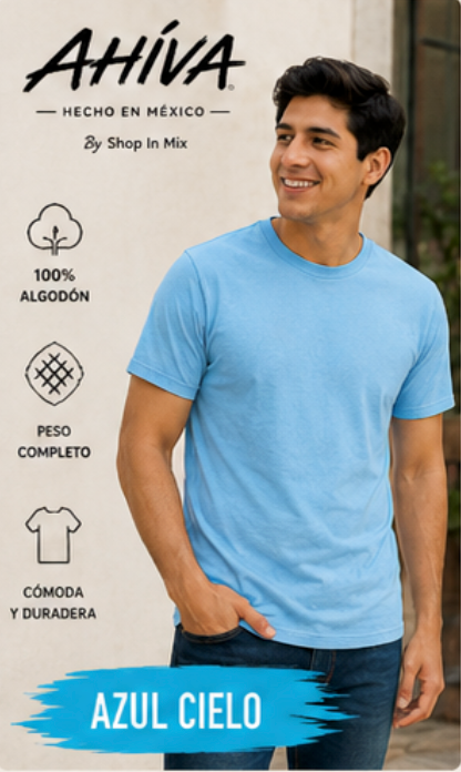 Playera Caballero AHÍVA Peso Completo · 100% Algodón