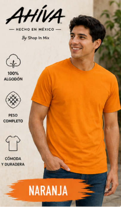 Playera Caballero AHÍVA Peso Completo · 100% Algodón