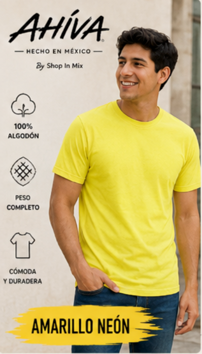 Playera Caballero AHÍVA Peso Completo · 100% Algodón