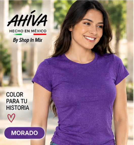 Playera AHÍVA Colores JASPE Cuello Redondo Manga Corta para Mujer · 50% algodó/ 50% poliester AD250