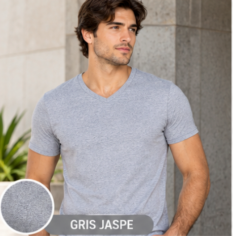 Playera Cuello V Manga Corta para Caballero · Colección Jaspe AC356