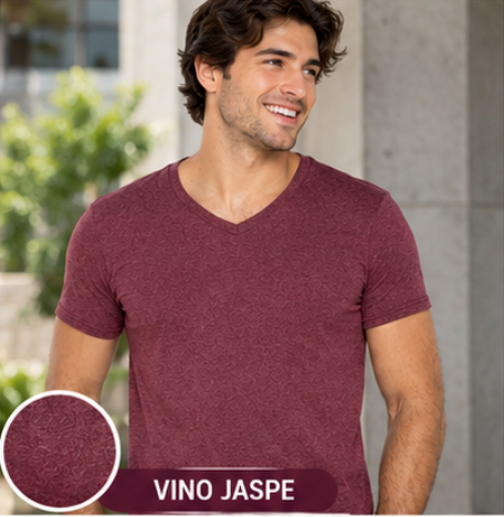 Playera Cuello V Manga Corta para Caballero · Colección Jaspe AC356