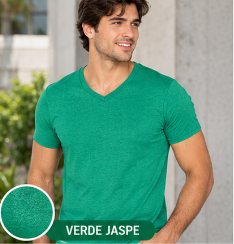 Playera Cuello V Manga Corta para Caballero · Colección Jaspe AC356