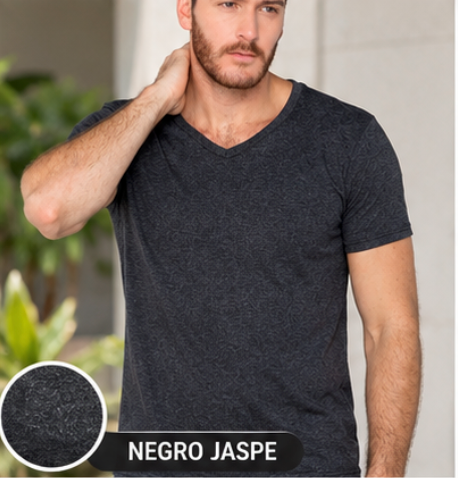 Playera Cuello V Manga Corta para Caballero · Colección Jaspe AC356