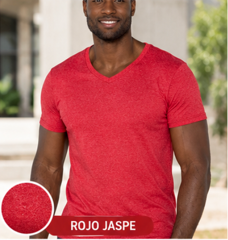 Playera Cuello V Manga Corta para Caballero · Colección Jaspe AC356