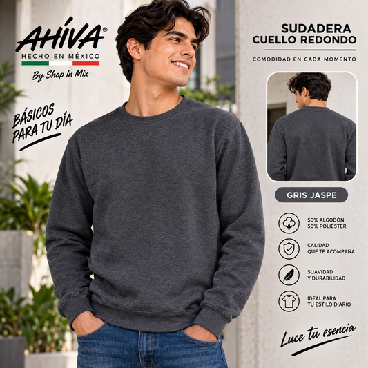 Sudadera AHÍVA Cuello Redondo · 50% Algodón / 50% Poliéster AC700