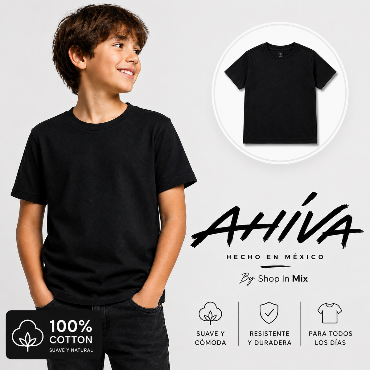 Playera AHÍVA 100% algodón por niño