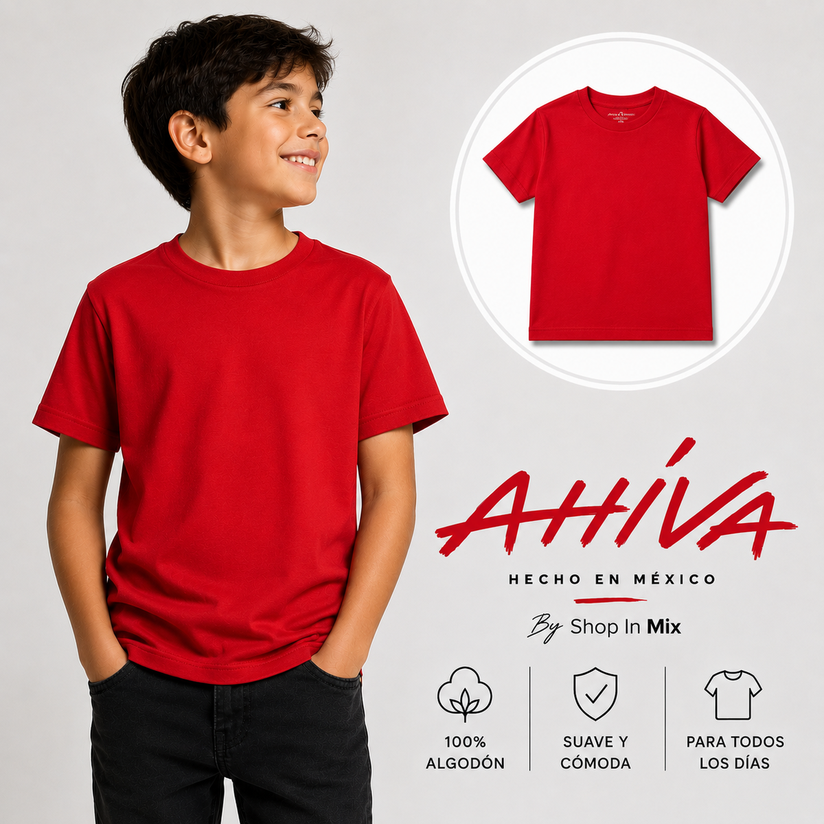 Playera AHÍVA 100% algodón por niño