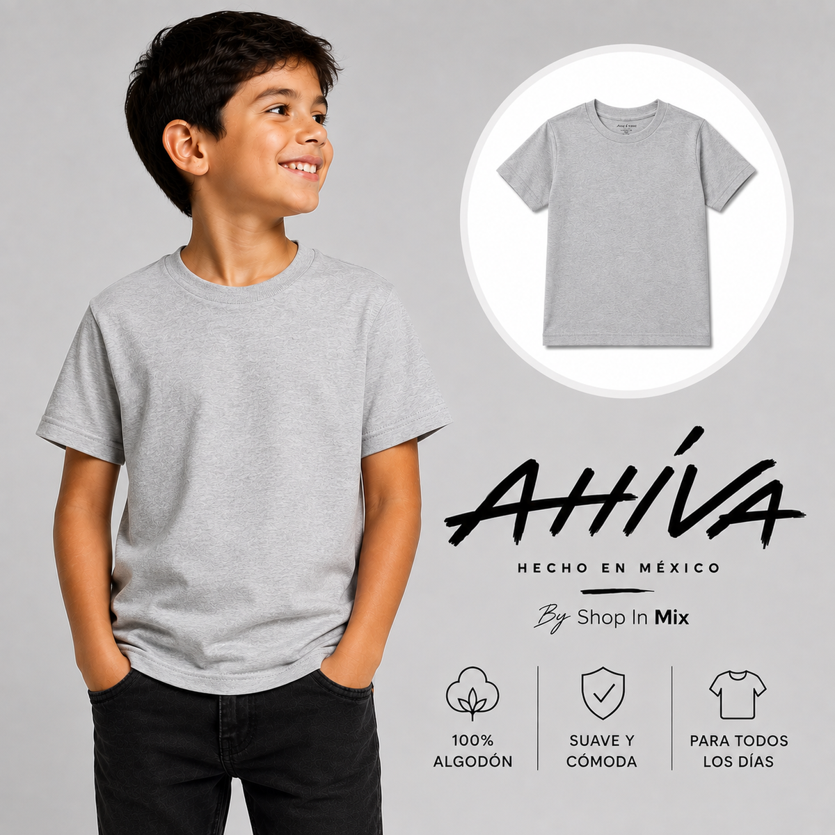 Playera AHÍVA 100% algodón por niño