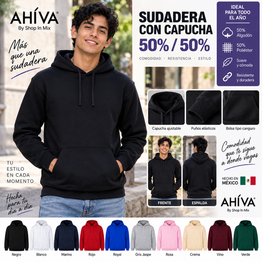 Sudadera con Capucha AHÍVA · 50% Algodón / 50% Poliéster AC701