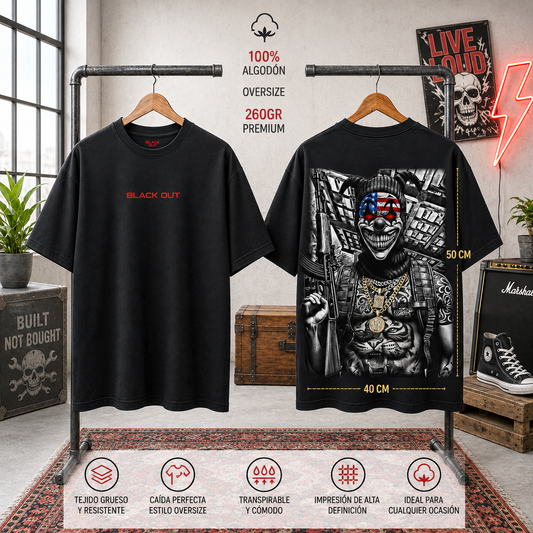 Playera Overside 260gr BLACK OUT Colección Atrás URBAN CHAOS