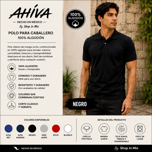 Polo Caballero AHÍVA Peso Completo · 100% Algodón