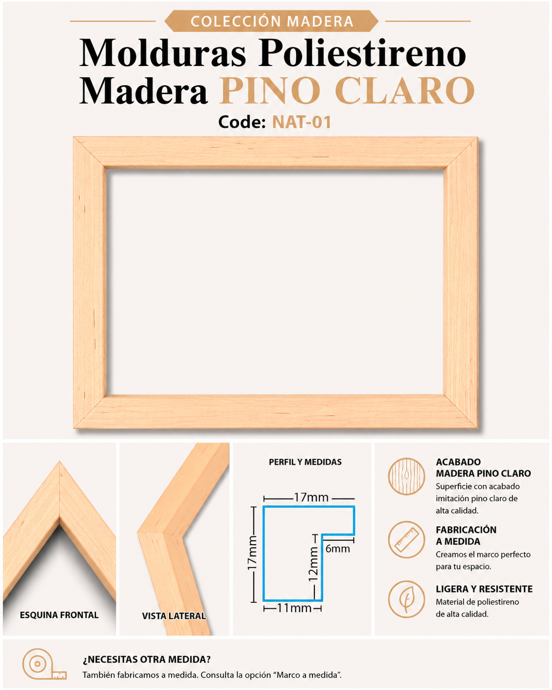 Marco Essential Colección Madera PINO CLARO NAT-01