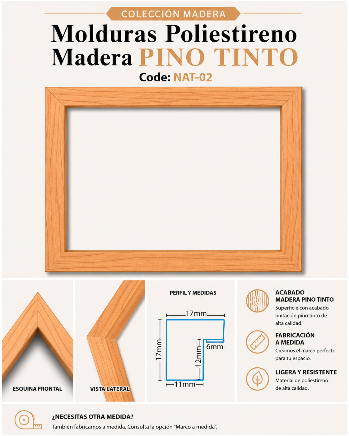 Marco Essential Colección Madera Pino Tinto NAT-02