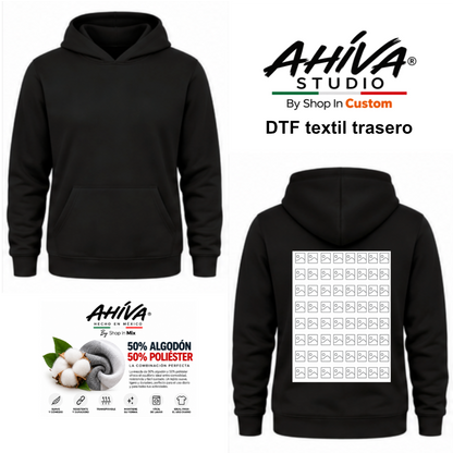 Sudadera AHÍVA Studio Personalizable Trasero · Unisex · 50% Algodón / 50% Poliéster