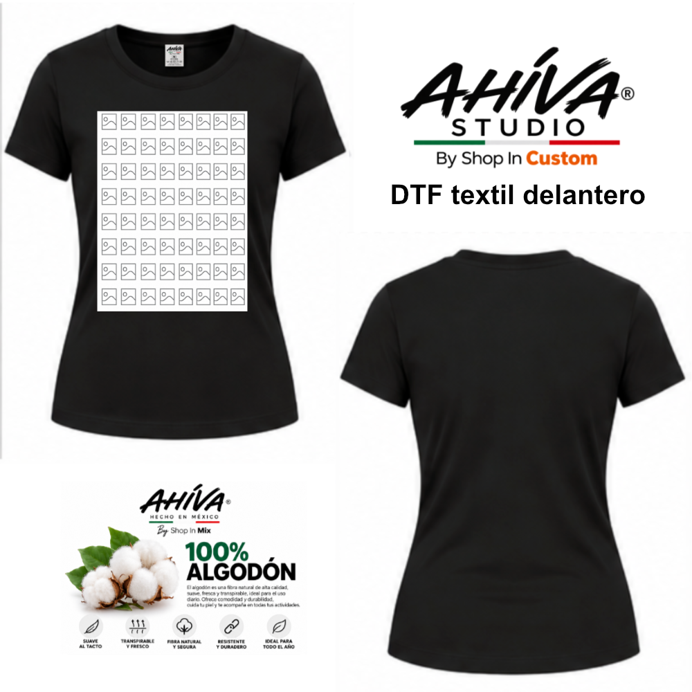 Playera Mujer personalizada  AHÍVA Studio manga corta 100% Algodón
