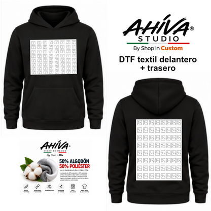 Sudadera AHÍVA Studio Personalizable Delantero y trasero· Unisex · 50% Algodón / 50% Poliéster