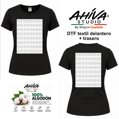 Playera Personalizada Mujer AHÍVA Studio · DTF Delantero + detraso · 100% Algodón