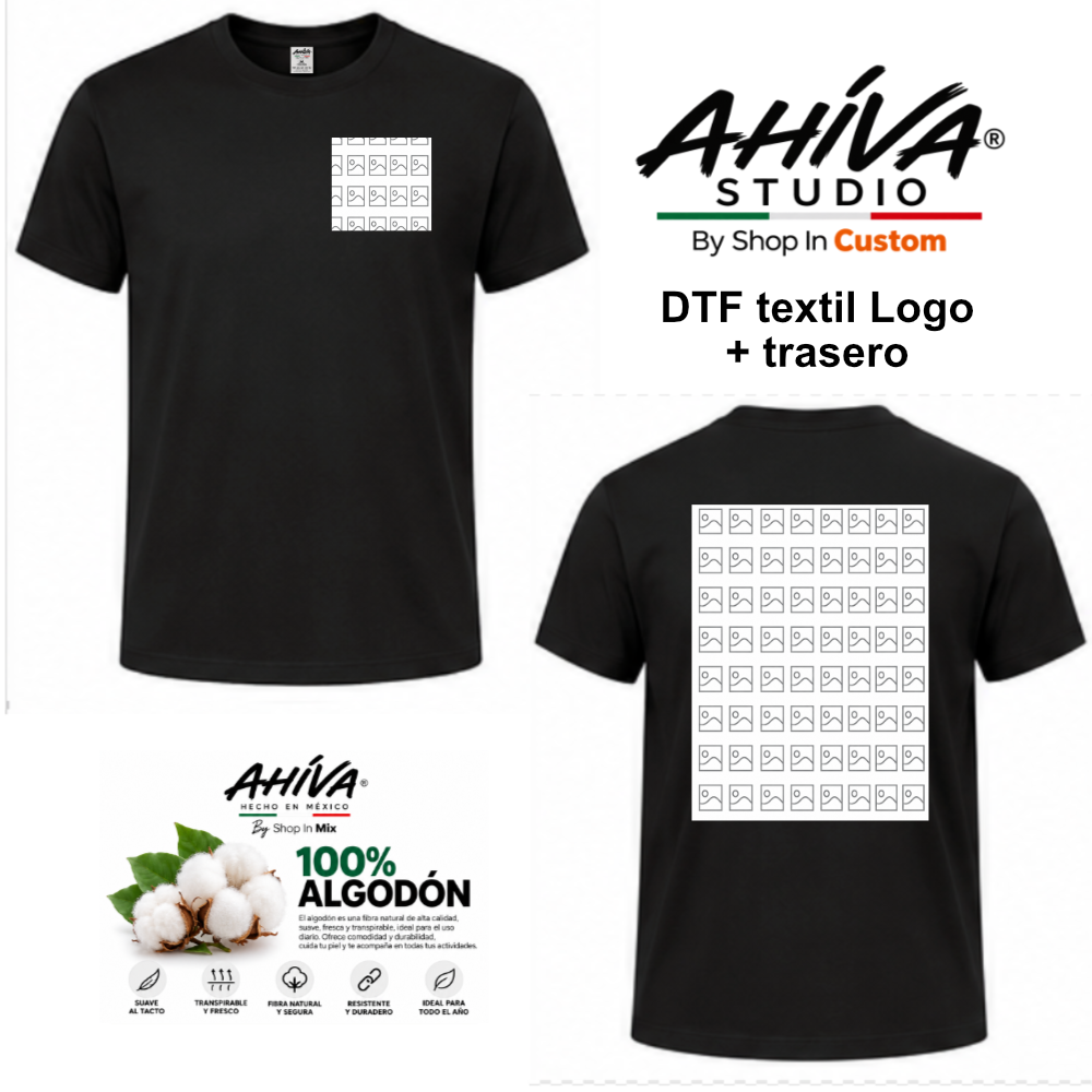 Playera Personalizada Hombre AHÍVA Studio · DTF logo + detraso · 100% Algodón (Copie) (Copie)