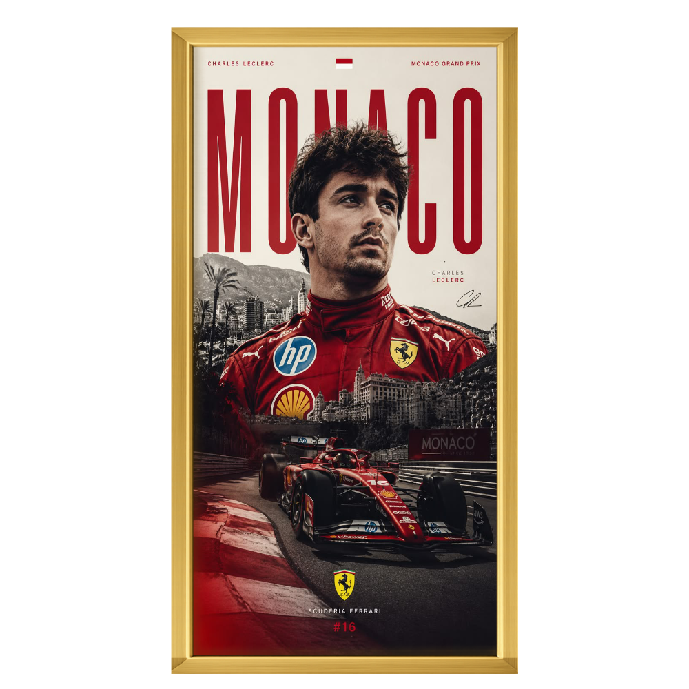 Recarga Vertical Estrecha Switch in Art impressa Formula 1 "Charles Leclerc: El Espíritu de Mónaco"