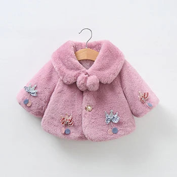 0-18M Baby Jackets For Girls Autumn Warm Plush Coat Cute Christmas Princess Cloak Children's Outerwear Newborn Baby Girl Clothes