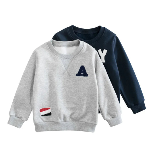 2025 primavera invierno niños sudaderas casuales para niños niñas ropa con estampado de letras sólidas niños Fluff deporte Casual otoño suéter