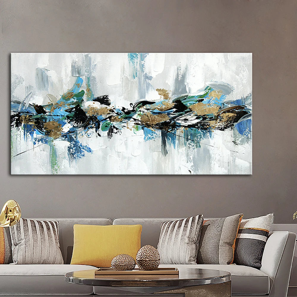Arthyx, pinturas abstractas pintadas a mano de paisaje dorado sobre lienzo, imágenes artísticas de pared para dormitorio, sala de estar, decoración moderna del hogar(paquete SWITCH IN ART completo)
