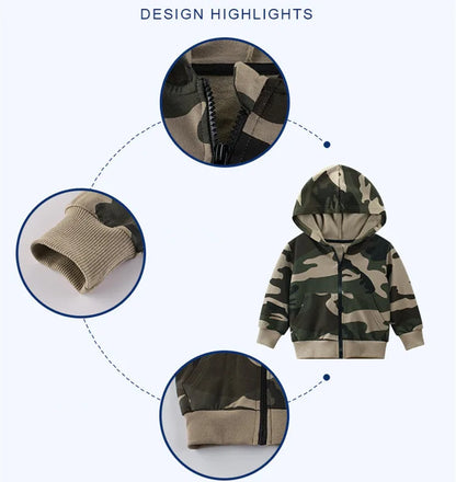 2024 otoño bebé niños Sudadera con capucha 100% algodón fino caqui camuflaje ropa con capucha niños niñas abrigo con cremallera ropa de primavera otoño
