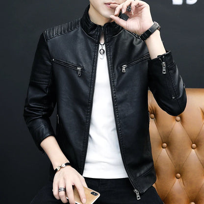 Chaqueta de cuero para hombre 2026, abrigo corto ajustado de moda para hombre, chaqueta de cuero estilo streetwear, blazer informal, ropa exterior masculina