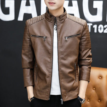 Chaqueta de cuero para hombre 2026, abrigo corto ajustado de moda para hombre, chaqueta de cuero estilo streetwear, blazer informal, ropa exterior masculina