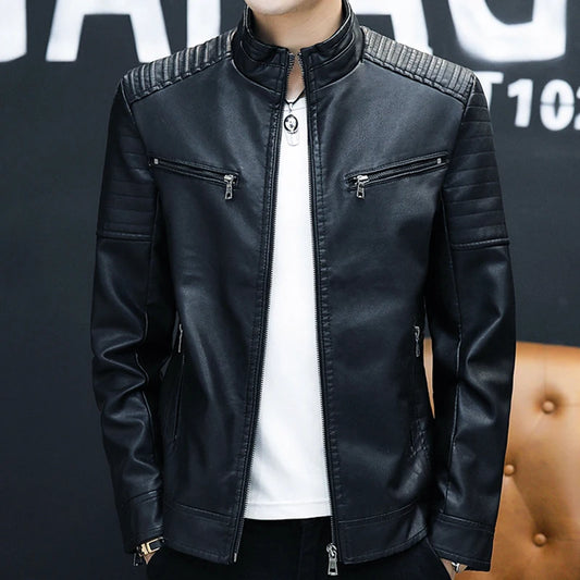 Chaqueta de cuero para hombre 2026, abrigo corto ajustado de moda para hombre, chaqueta de cuero estilo streetwear, blazer informal, ropa exterior masculina