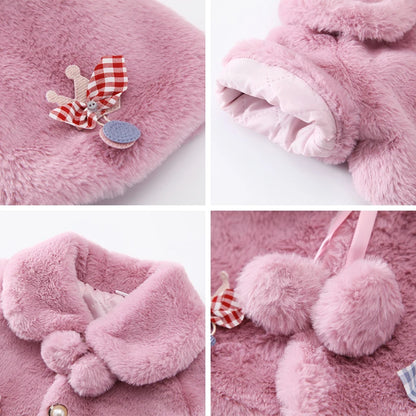 0-18M Baby Jackets For Girls Autumn Warm Plush Coat Cute Christmas Princess Cloak Children's Outerwear Newborn Baby Girl Clothes