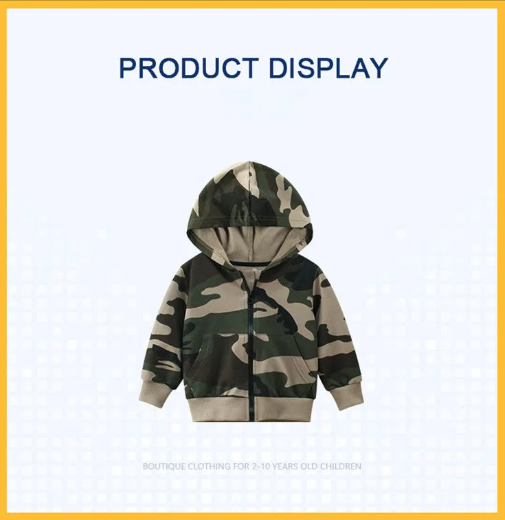2024 otoño bebé niños Sudadera con capucha 100% algodón fino caqui camuflaje ropa con capucha niños niñas abrigo con cremallera ropa de primavera otoño