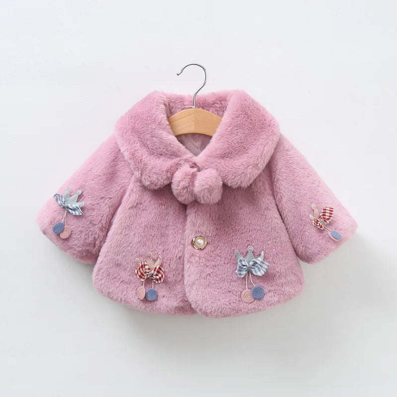 0-18M Baby Jackets For Girls Autumn Warm Plush Coat Cute Christmas Princess Cloak Children's Outerwear Newborn Baby Girl Clothes