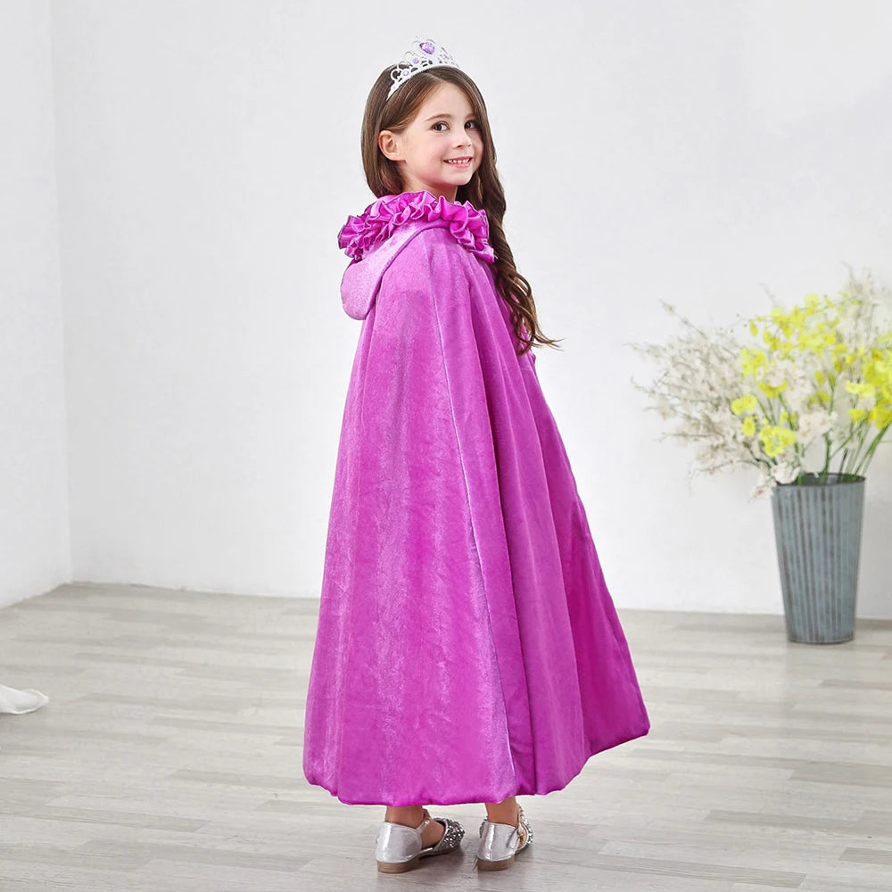 3-10 Years Girls Cloak New Fashion Long Jacket Fancy Fairy Princess Cape Halloween Costume Christmas Birthday Party Kids Clothes