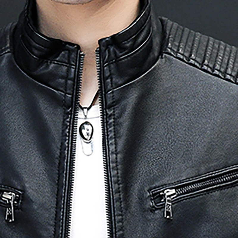 Chaqueta de cuero para hombre 2026, abrigo corto ajustado de moda para hombre, chaqueta de cuero estilo streetwear, blazer informal, ropa exterior masculina