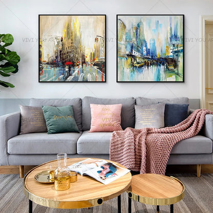 Pintura al óleo moderna hecha a mano para sala de estar, arte de pared para oficina, decoración del hogar, regalo único sin marco