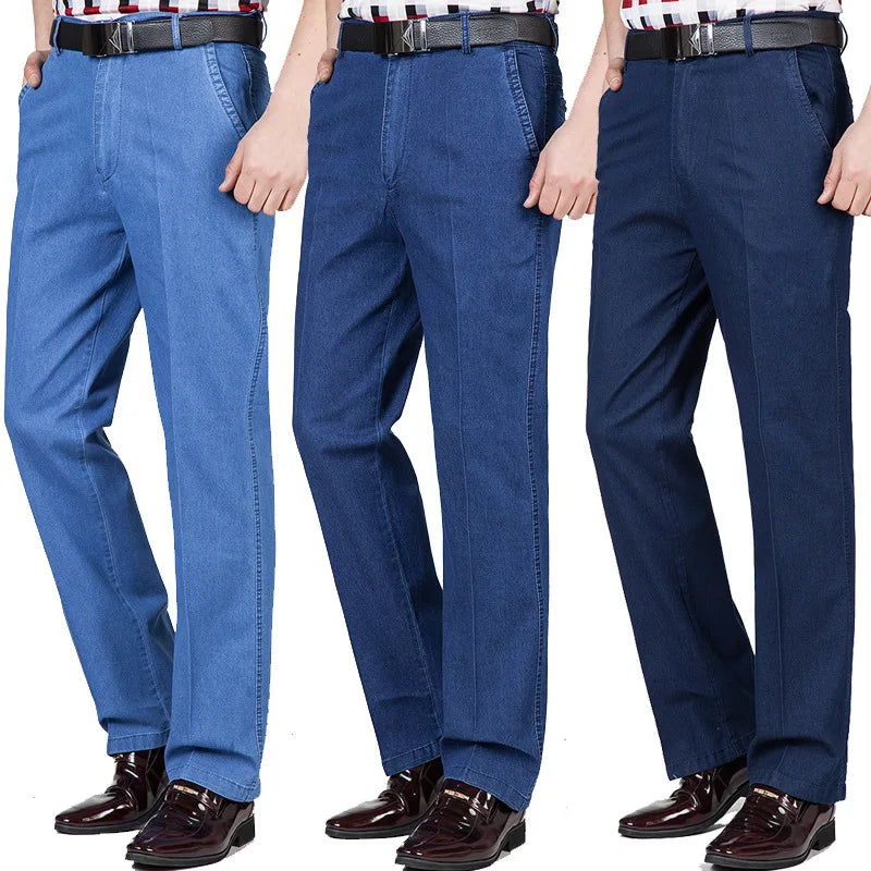 Men's jeans Autumn & Winter High-waisted Elastic Business Jeans Casual Trousers Mens Jeans Plus size 29-40