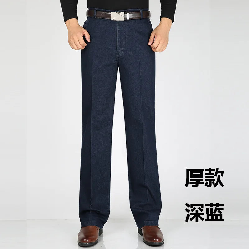Men's jeans Autumn & Winter High-waisted Elastic Business Jeans Casual Trousers Mens Jeans Plus size 29-40