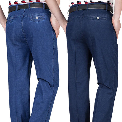 Men's jeans Autumn & Winter High-waisted Elastic Business Jeans Casual Trousers Mens Jeans Plus size 29-40