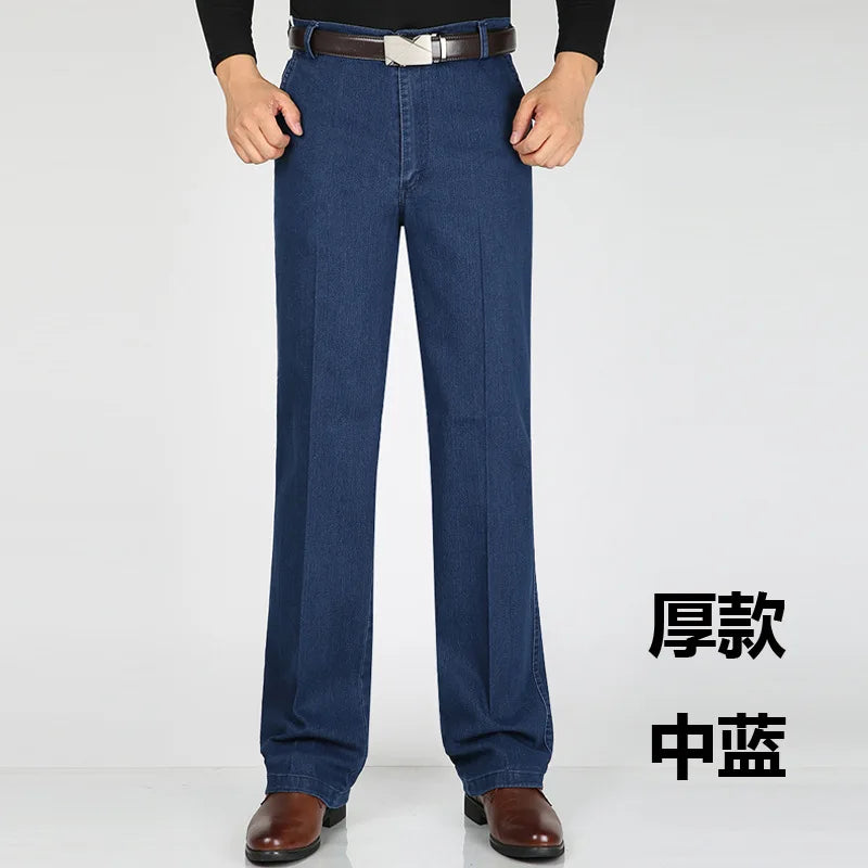 Men's jeans Autumn & Winter High-waisted Elastic Business Jeans Casual Trousers Mens Jeans Plus size 29-40