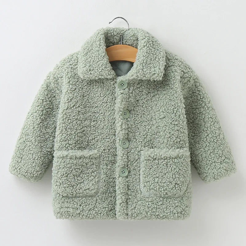 Plush Girls Coat Autumn Winter Lambswool Kids Jacket Fashion Little Princess Christmas Outerwear 2 4 6 8 Years Children Clothing