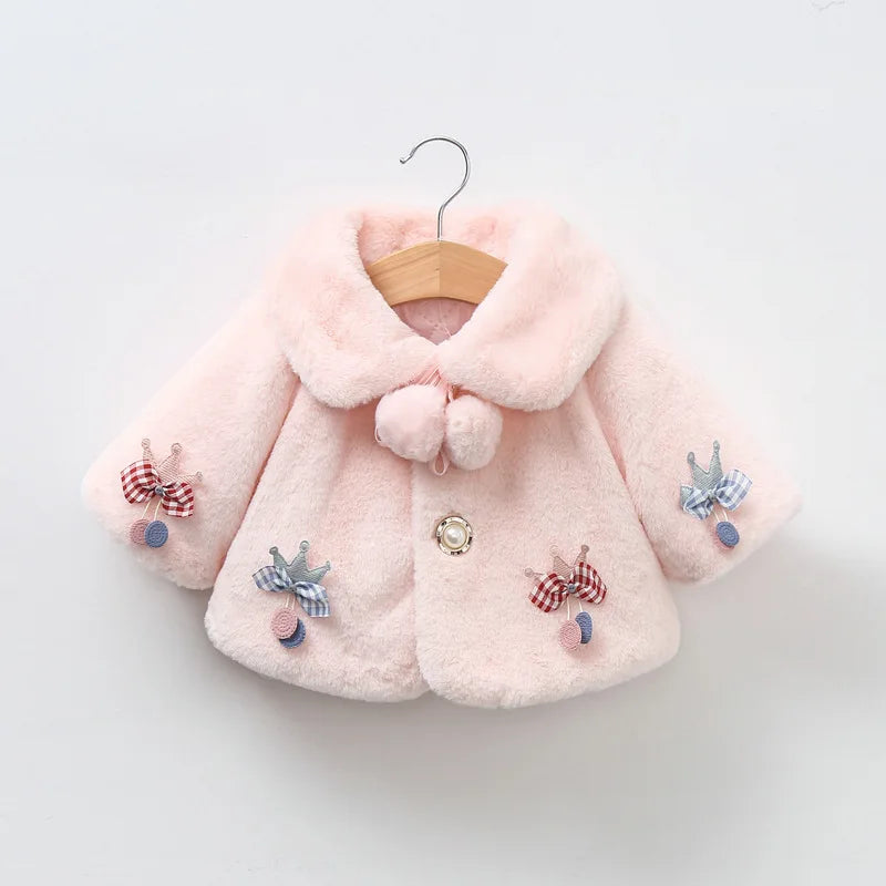 0-18M Baby Jackets For Girls Autumn Warm Plush Coat Cute Christmas Princess Cloak Children's Outerwear Newborn Baby Girl Clothes
